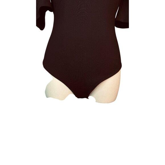 NWOT Free People XS Black Va Va Voop Plunge Neck Puff Sleeve Bodysuit - Picture 6 of 11